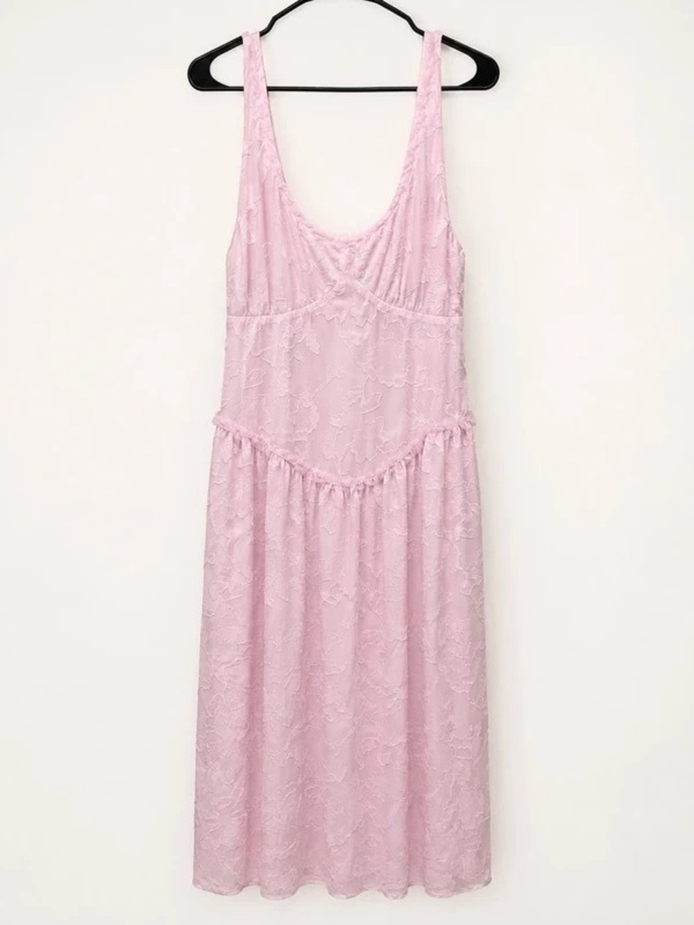 Sleeveless Pink Lace Midi Dress